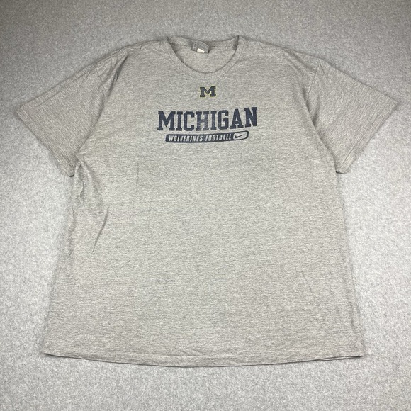 Vintage Nike Michigan‎ Wolverines Football T Shirt Mens 2XL Gray Swoosh NCAA - Picture 1 of 8